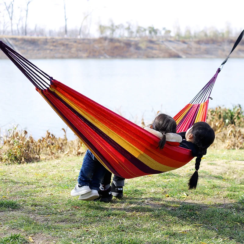 Canvas No Wooden Stick Hammock - Bed Outdoor Camping 评论和价格