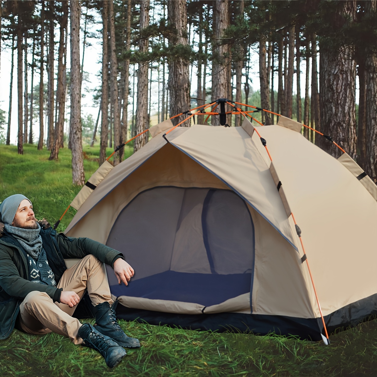 Automatic Quick Open Silver Co - Outdoor Camping Automatic Quick Opening Tent 评论和价格