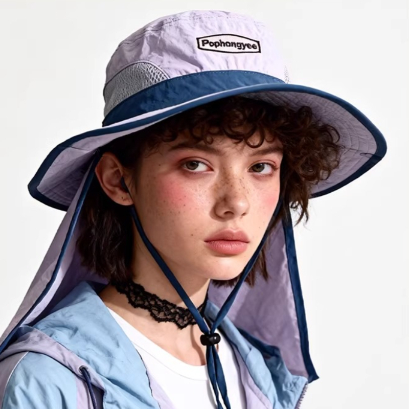 Fashion Contrast Stitching Mes - Camping Outdoor Quick Drying Sun Neck Protection Cap Hat 评论和价格