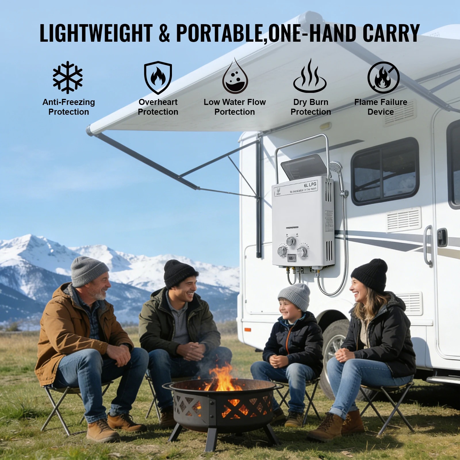 LPG Gas Water Heater|SIHAO 6L  - Outdoor Camping Hot Water Heater 评论和价格